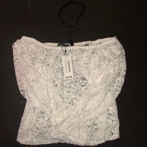 Plus Mel lace choker detail lace top